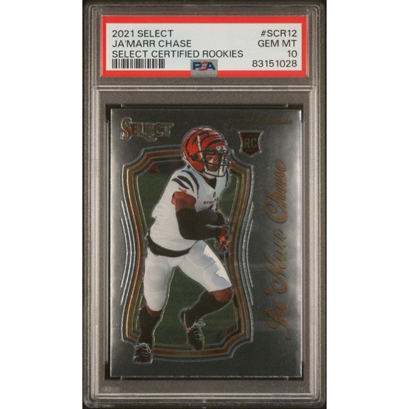 Graded 2021 Panini Select Ja'Marr Chase #SCR12 Certified Rookies RC Football Card PSA 10 Gem Mint