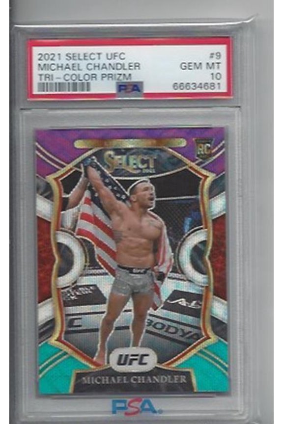 Graded 2021 Panini Select UFC Michael Chandler #9 Tri Color Prizm PSA 9