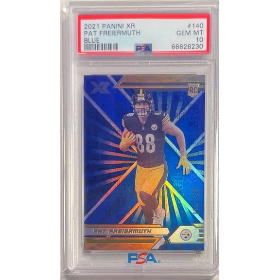 Graded 2021 Panini XR Pat Freiermuth #140 Blue PSA 10