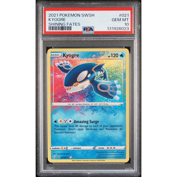 Graded 2021 Pokemon Sword & Shield Shining Fates Kyogre PSA 10 #021 Trading Card