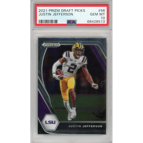 Graded 2021 Prizm Draft Picks Justin Jefferson #56 Rookie RC Football Card PSA 10 Gem Mint