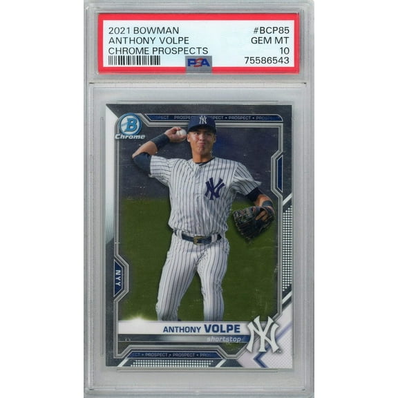 Graded 2021 Topps Bowman Anthony Volpe #BCP85 Chrome Prospects Rookie RC Baseball Card PSA 10 Gem Mint