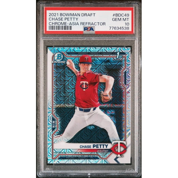 Graded 2021 Topps Bowman Draft Chase Petty #BDC49 Chrome Asia Refractor Rookie RC Baseball Card PSA 10 Gem Mint