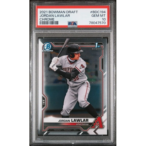 Graded 2021 Topps Bowman Draft Jordan Lawler #BDC194 Chrome Rookie RC Baseball Card PSA 10 Gem Mint