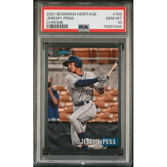Graded 2021 Topps Bowman Heritage Jeremy Pena #159 Chrome Rookie RC Baseball Card PSA 10 Gem Mint