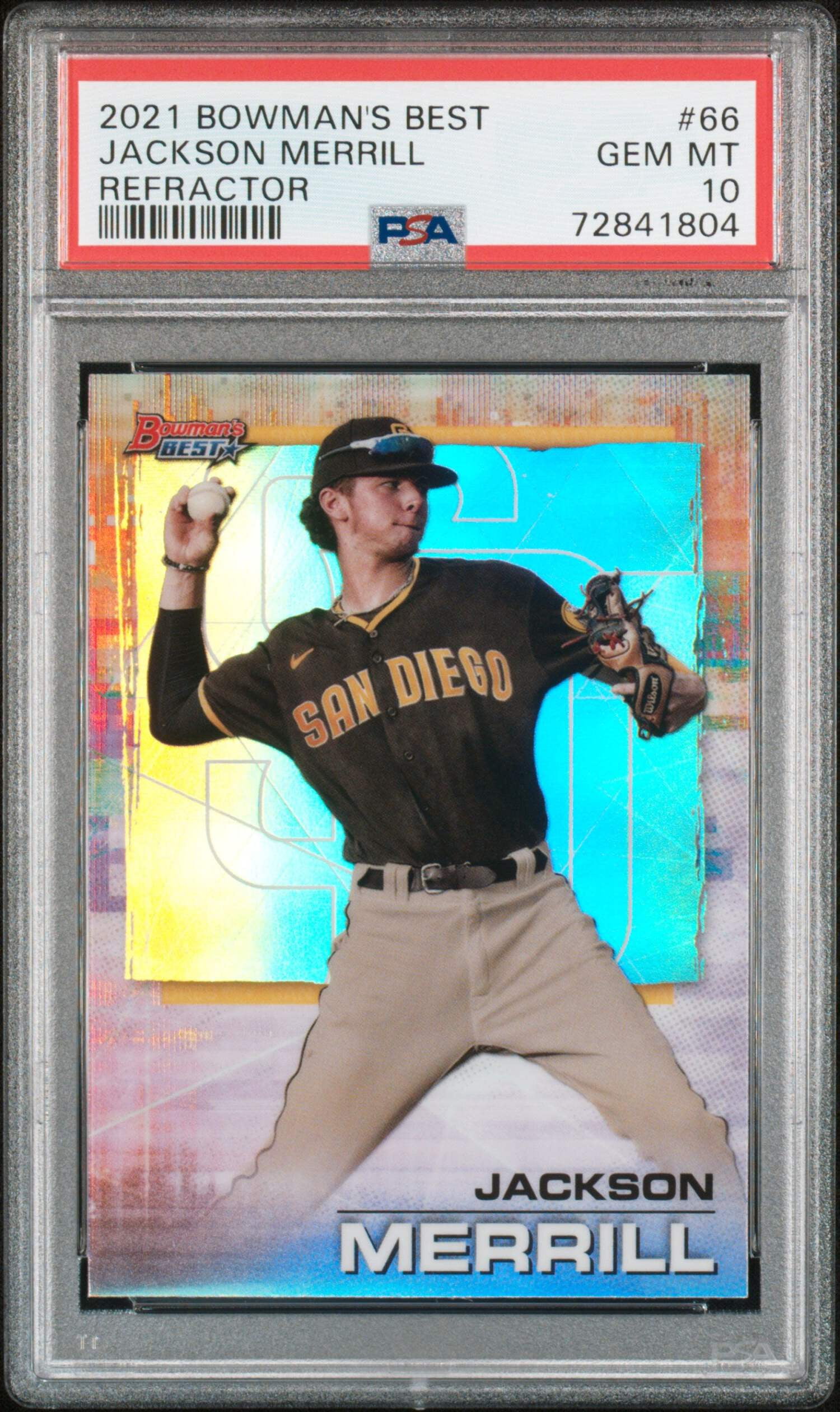 Graded 2021 Topps Bowmans Best Jackson Merrill #66 Refractor