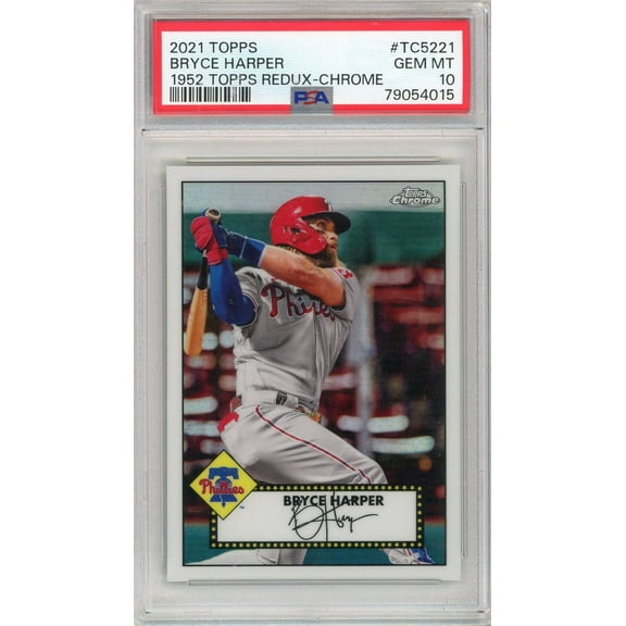 Graded 2021 Topps Bryce Harper #TC5221 1952 Topps Redux-Chrome Baseball Card PSA 10 Gem Mint