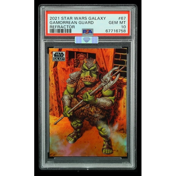 Graded 2021 Topps Chrome Star Wars Galaxy Gamorrean Guard #67 Refractor Auto MBA 10