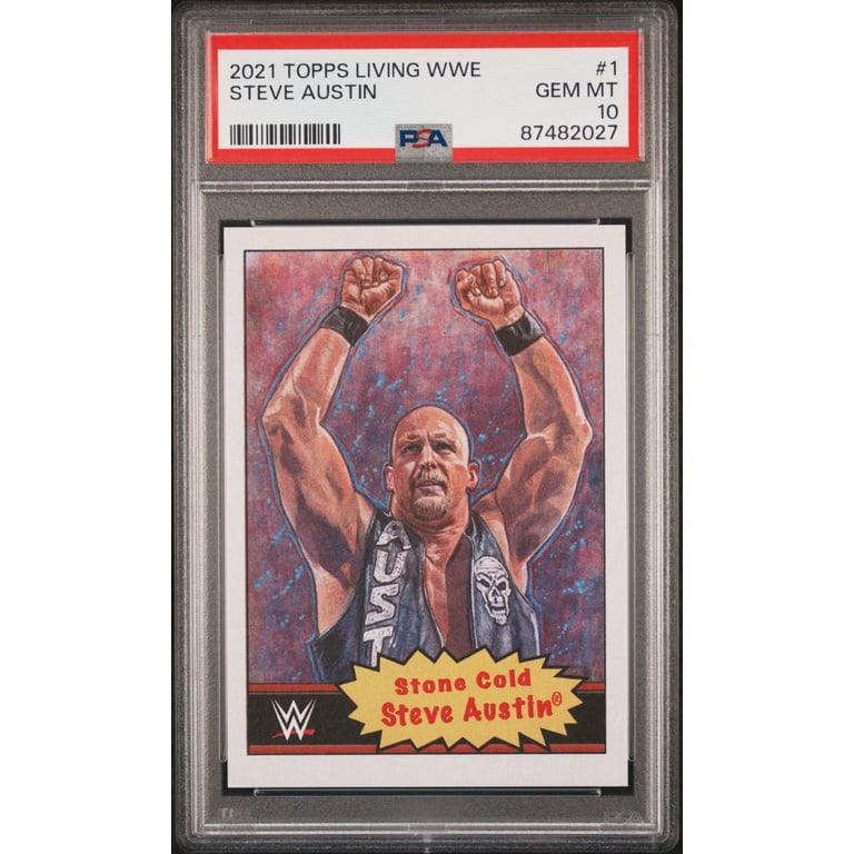Graded 2021 Topps Living WWE Steve Austin #1 Wrestling Card PSA 10 Gem Mint