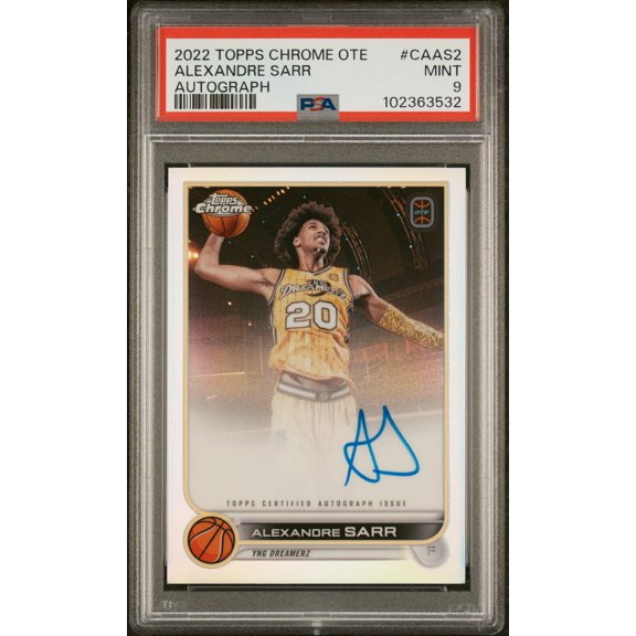 Graded 2022-23 Topps Chrome Overtime Elite PSA 9 Alexandre Sarr Auto CAAS2