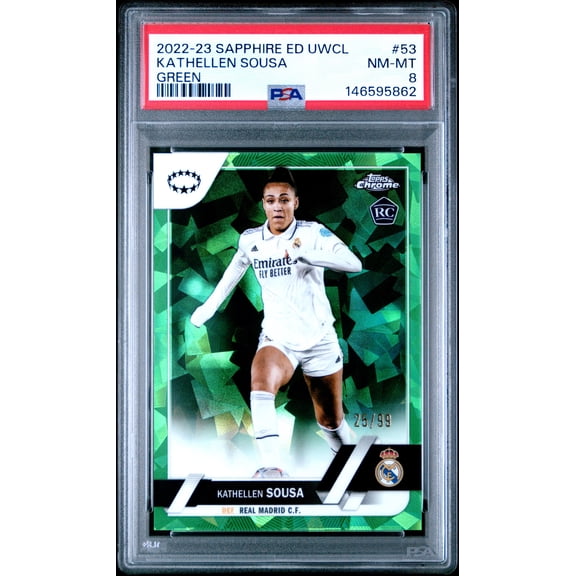 Graded 2022-23 Topps Chrome Sapphire Edition Kathellen Sousa #53 Green /99 Rookie PSA 8