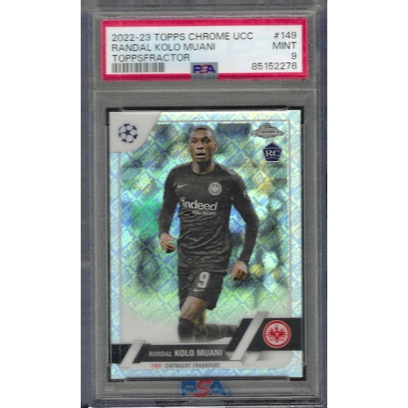 Graded 2022-23 Topps Chrome UEFA Club Competitions Randal Kolo Muani #149 Toppsfractor PSA 10