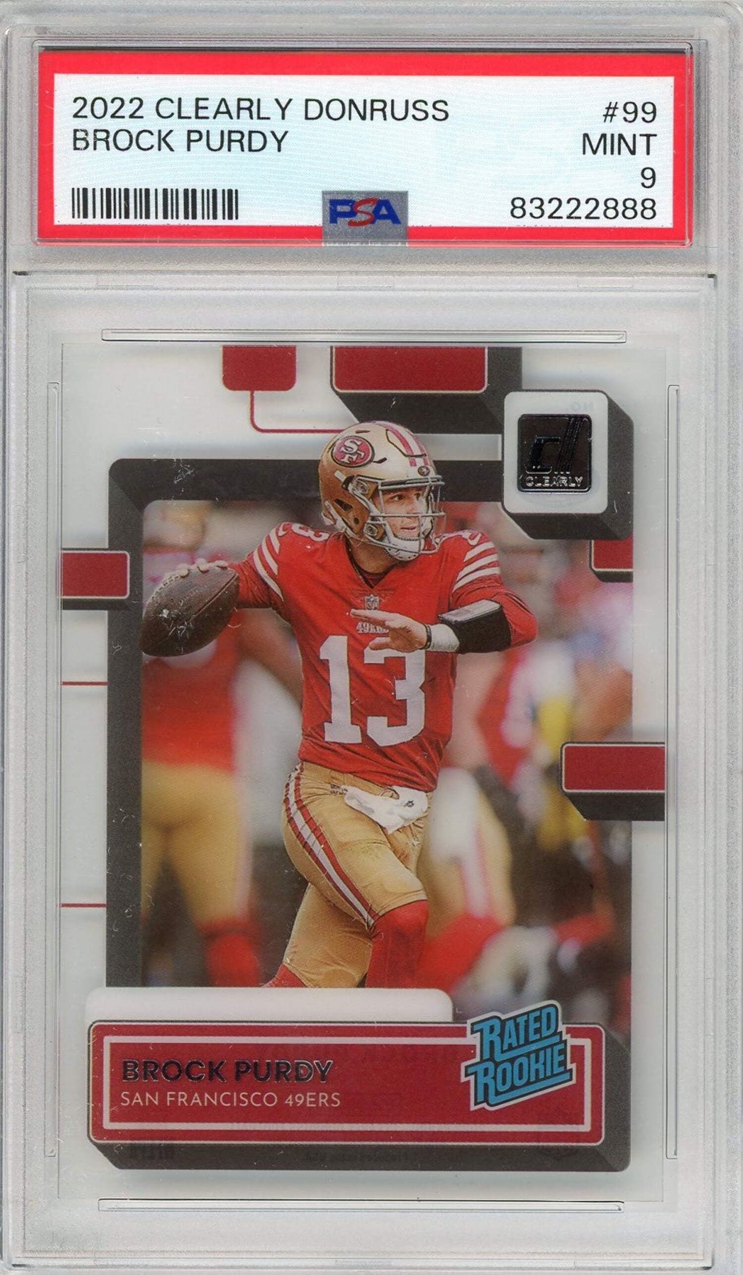 Graded 2022 Clearly Donruss Brock Purdy #99 Rookie RC Football Card PSA 9  Mint - Walmart.com