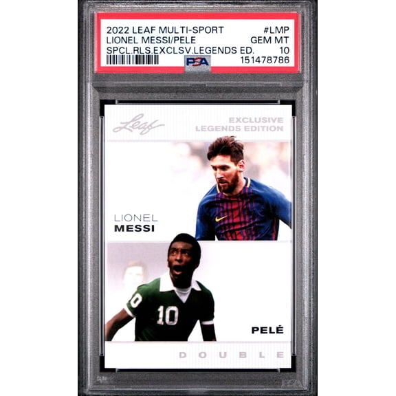 Graded 2022 Leaf Multi-Sport Special Release Lionel Messi Pele #LMP Exclusive Legends Edition Soccer Card PSA 10 Gem Mint
