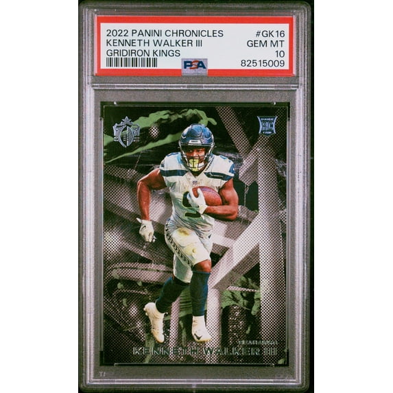 Graded 2022 Panini Chronicles Kenneth Walker #GK16 Gridiron Kings Rookie RC Football Card PSA 10 Gem Mint