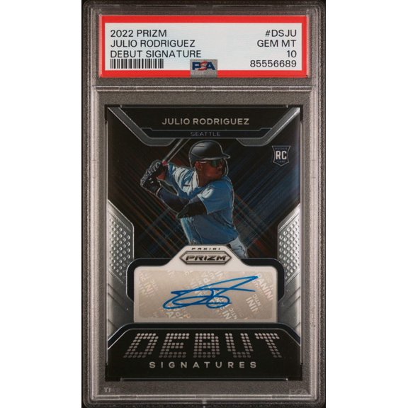 Graded 2022 Panini Prizm Julio Rodriguez #DSJU Debut Signature AUTO Rookie RC Baseball Card PSA 10 Gem Mint