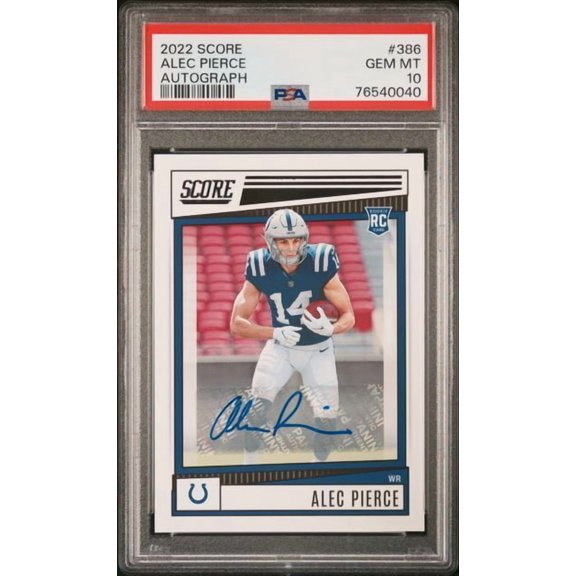 Graded 2022 Panini Score Alec Pierce #386 Autograph PSA 10