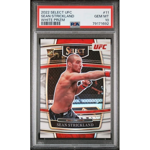 Graded 2022 Panini Select UFC Sean Strickland #11 White Prizm #/75 Rookie RC UFC MMA Card PSA 10 Gem Mint