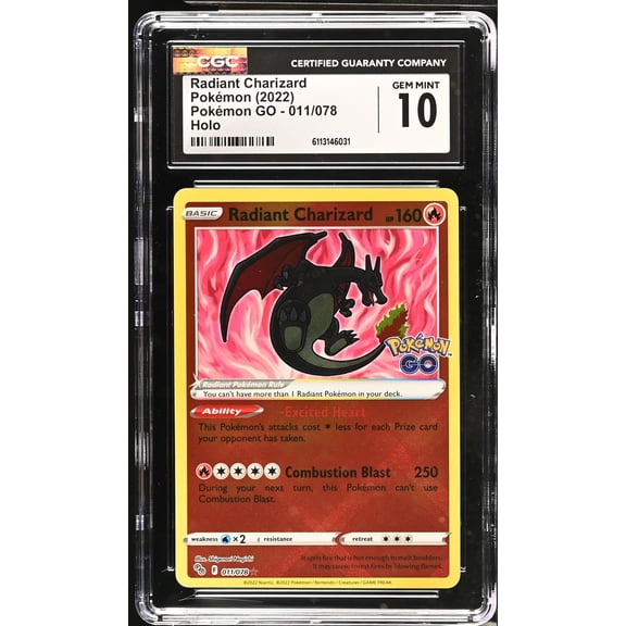 Graded 2022 Pokemon Go Radiant Charizard Holo #011/078 CGC 10 Trading Card
