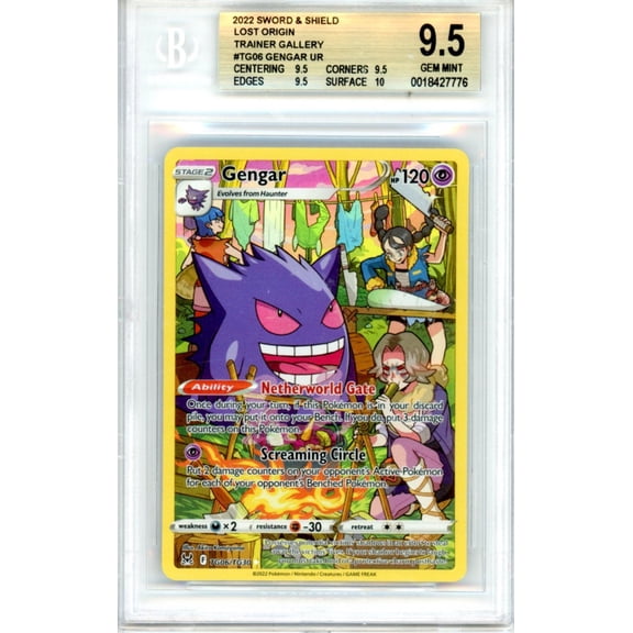 Graded 2022 Pokemon Sword and Shield Lost Origin Trainer Gallery Gengar TG06 BGS 9.5