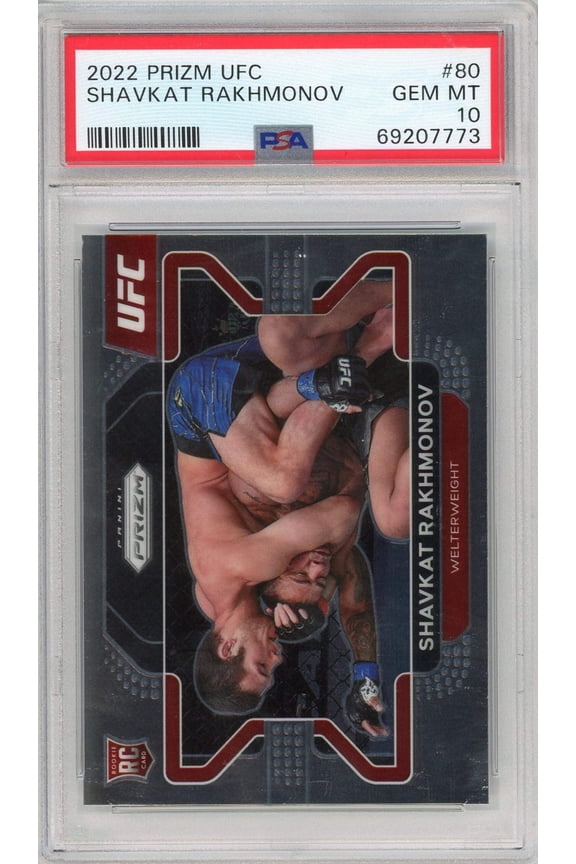 Graded 2022 Prizm UFC Shavkat Rakhmonov #80 Rookie RC UFC MMA Card PSA 10 Gem Mint