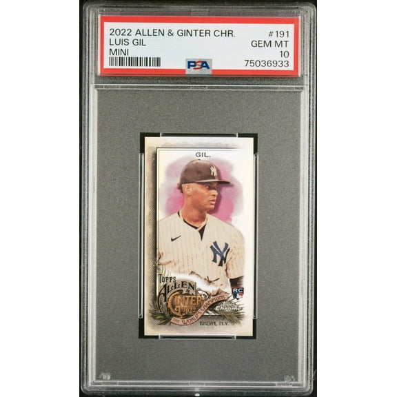 Graded 2022 Topps Allen Ginter Chrome Luis Gil #191 Mini Rookie RC Baseball Card PSA 10 Gem Mint