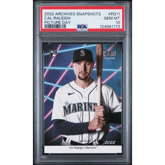 Graded 2022 Topps Archives Snapshots Cal Raleigh #PD11 Picture Day Rookie RC Baseball Card PSA 10 Gem Mint