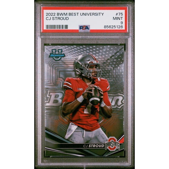 Graded 2022 Topps Bowman Best University CJ Stroud #75 Rookie RC Football Card PSA 9 Mint