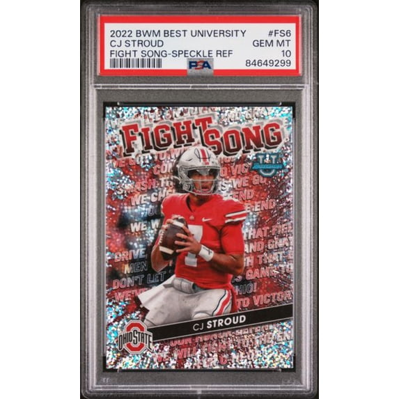 Graded 2022 Topps Bowman Best University CJ Stroud #FS6 Fight Song Speckle Refractor Rookie RC Football Card PSA 10 Gem Mint