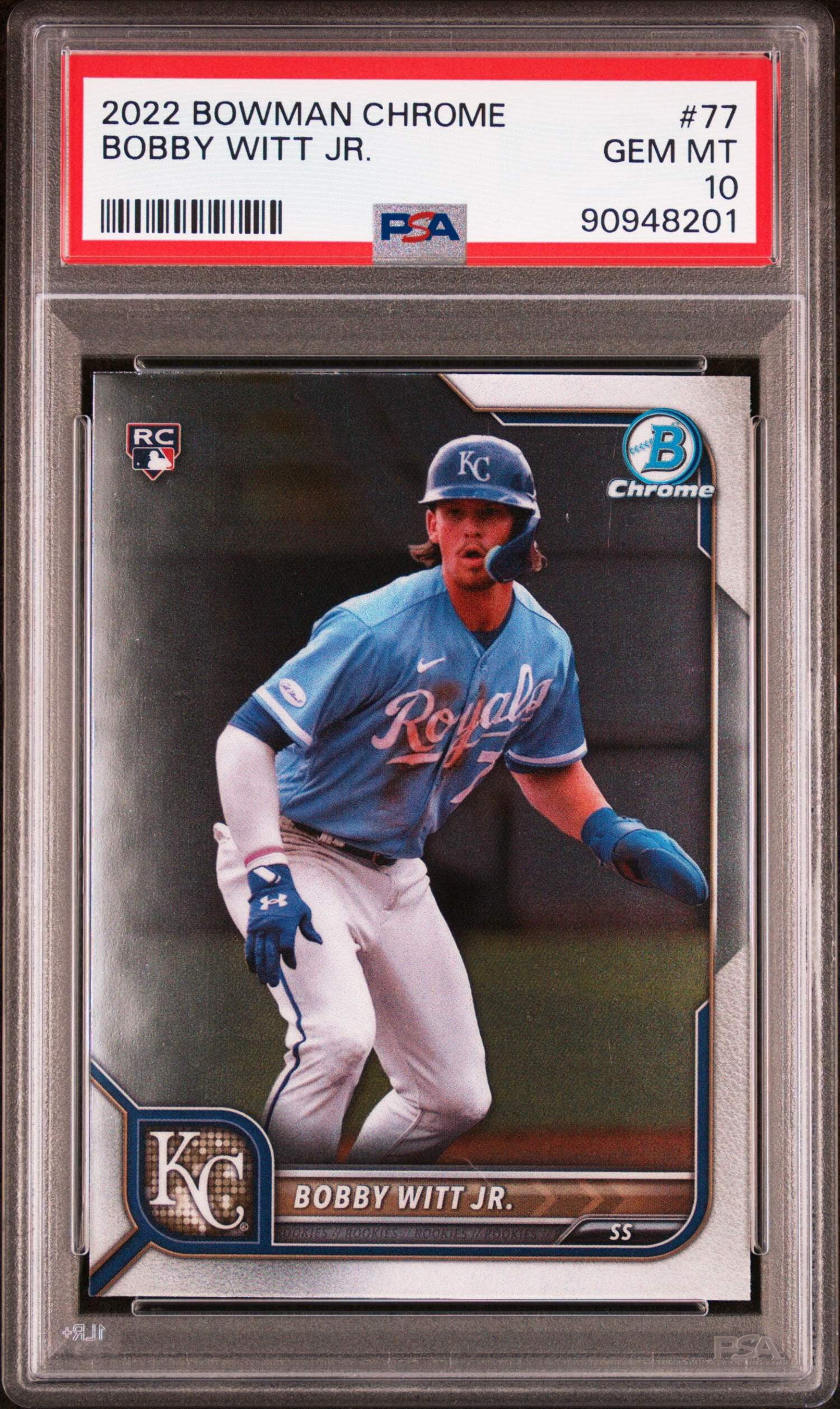 Graded 2022 Topps Bowman Chrome Bobby Witt Jr. #77 Rookie RC Graded 2022 Topps Bowman Chrome Bobby Witt Jr. #77 Rookie RC