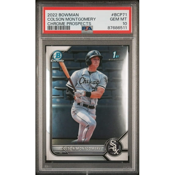 Graded 2022 Topps Bowman Colson Montgomery #BCP71 Chrome Prospects Rookie RC Baseball Card PSA 10 Gem Mint