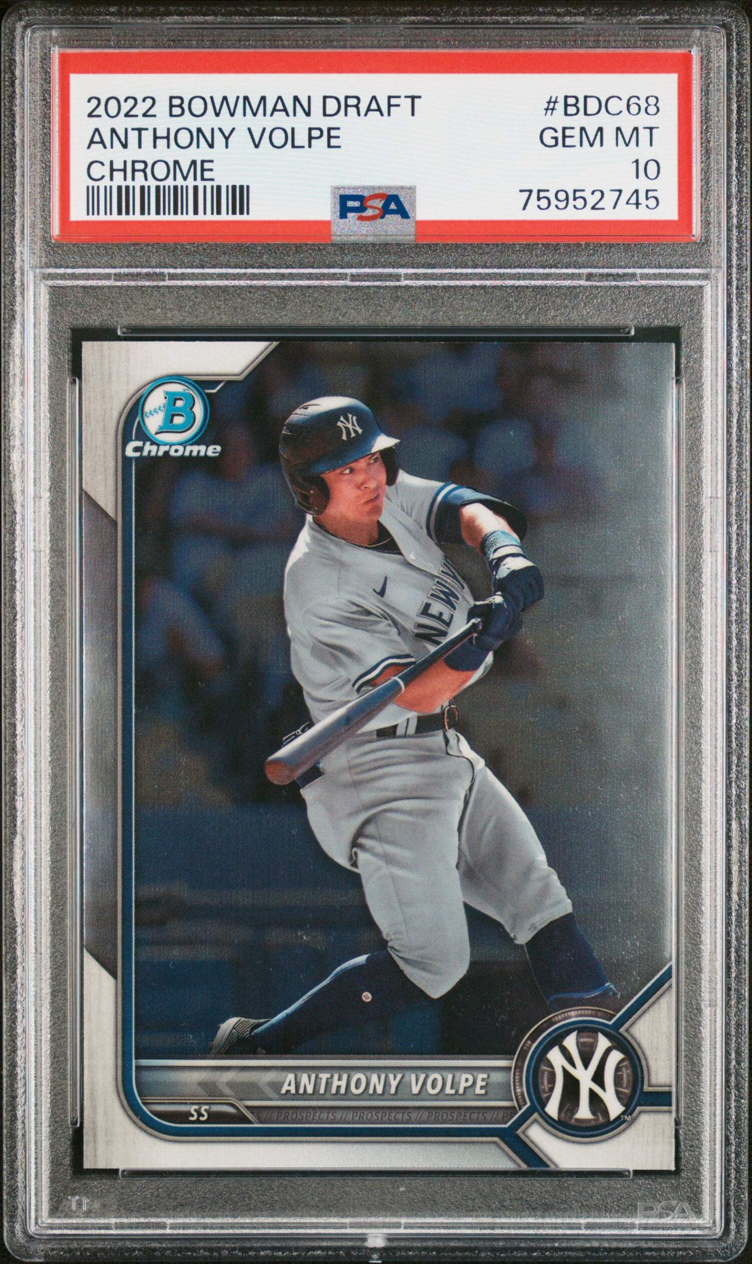 Graded 2022 Topps Bowman Draft Anthony Volpe #BDC68 Chrome Rookie 
