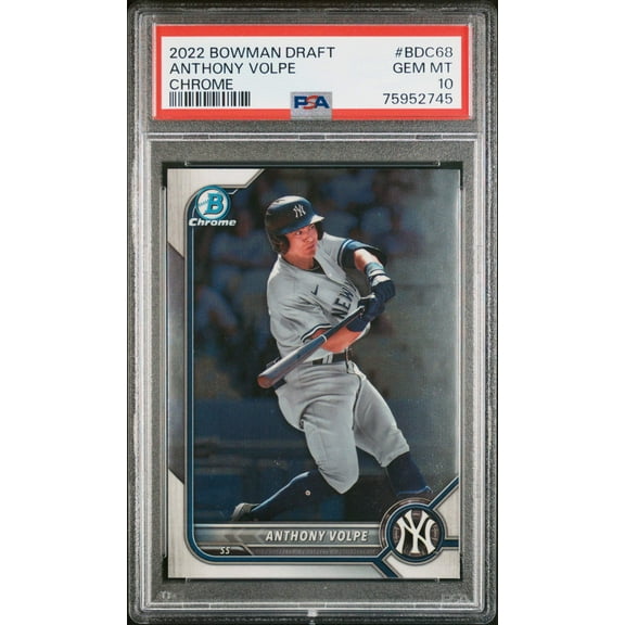 Graded 2022 Topps Bowman Draft Anthony Volpe #BDC68 Chrome Rookie RC Baseball Card PSA 10 Gem Mint