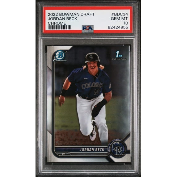 Graded 2022 Topps Bowman Draft Jordan Beck #BDC34 Chrome Rookie RC Baseball Card PSA 10 Gem Mint