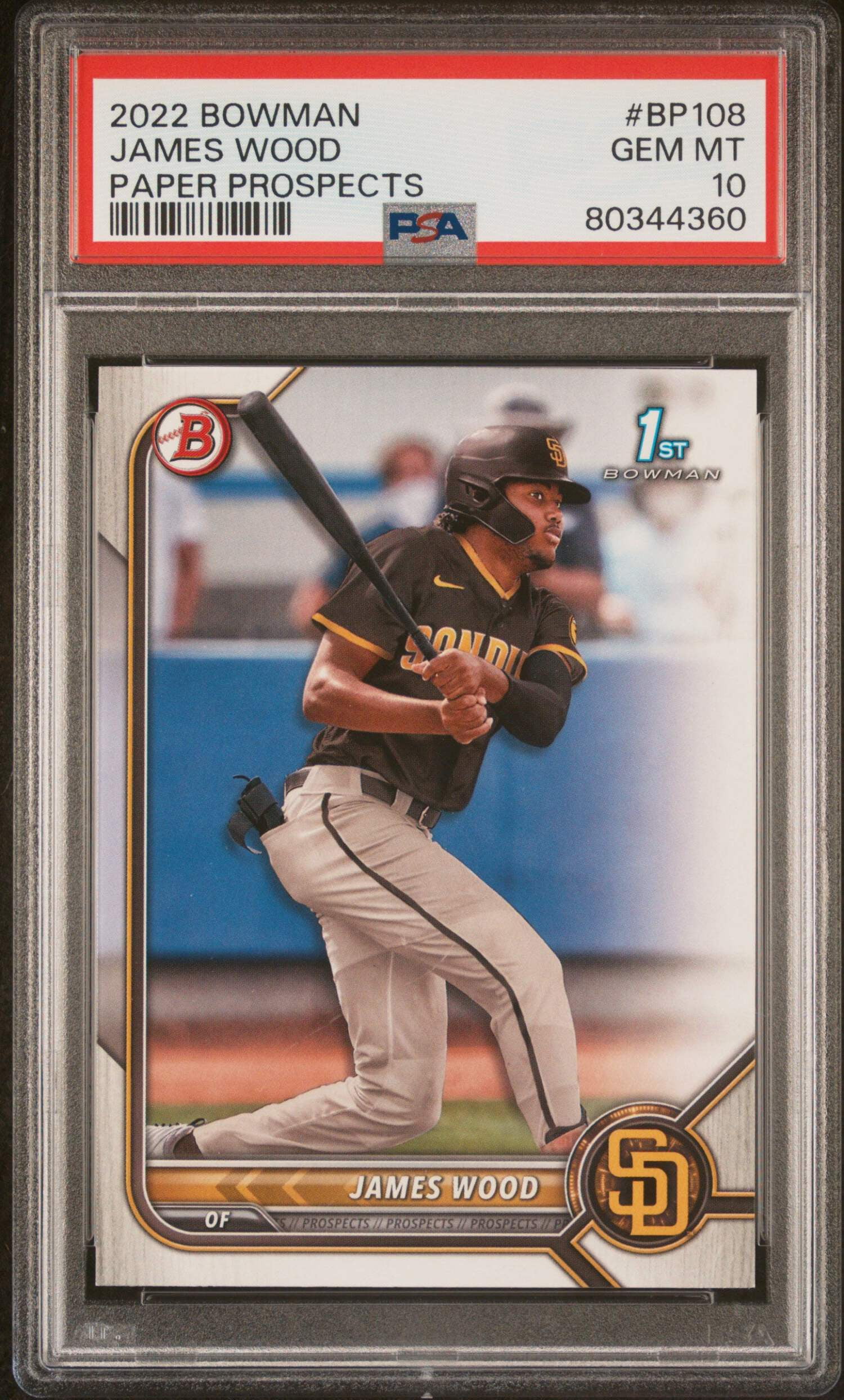 Graded 2022 Topps Bowman James Wood #BP108 Paper Prospects Rookie 