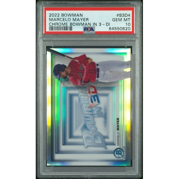 Graded 2022 Topps Bowman Marcelo Mayer #B3D4 Chrome Bowman in 3-D! Rookie RC Baseball Card PSA 10 Gem Mint