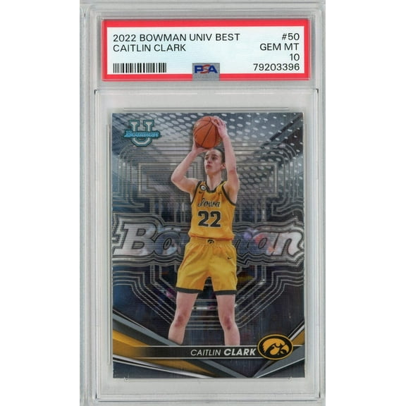 Graded 2022 Topps Bowman University Best Caitlin Clark #50 Rookie RC Basketball Card PSA 10 Gem Mint