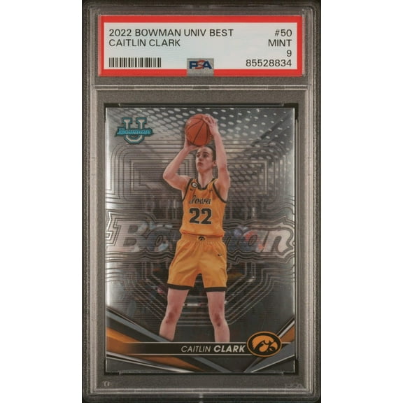 Graded 2022 Topps Bowman University Best Caitlin Clark #50 Rookie RC Basketball Card PSA 9 Mint