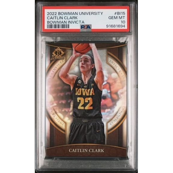 Graded 2022 Topps Bowman University Caitlin Clark #BI15 Invicta Rookie RC Basketball Card PSA 10 Gem Mint