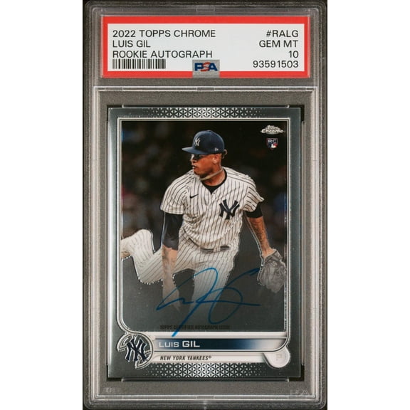 Graded 2022 Topps Chrome Luis Gil #RALG Rookie Autograph Rookie RC Baseball Card PSA 10 Gem Mint