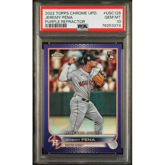 Graded 2022 Topps Chrome Update Jeremy Pena #USC126 Purple Refractor Rookie RC Baseball Card PSA 10 Gem Mint