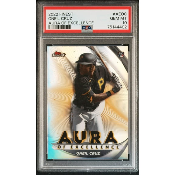 Graded 2022 Topps Finest Oneil Cruz #AEOC Aura of Excellence Rookie RC Baseball Card PSA 10 Gem Mint