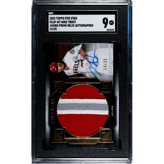 Graded 2022 Topps Five Star Mike Trout #FSJP-MT Jumbo Prime Relic Autograph SGC 9 Baseball Card