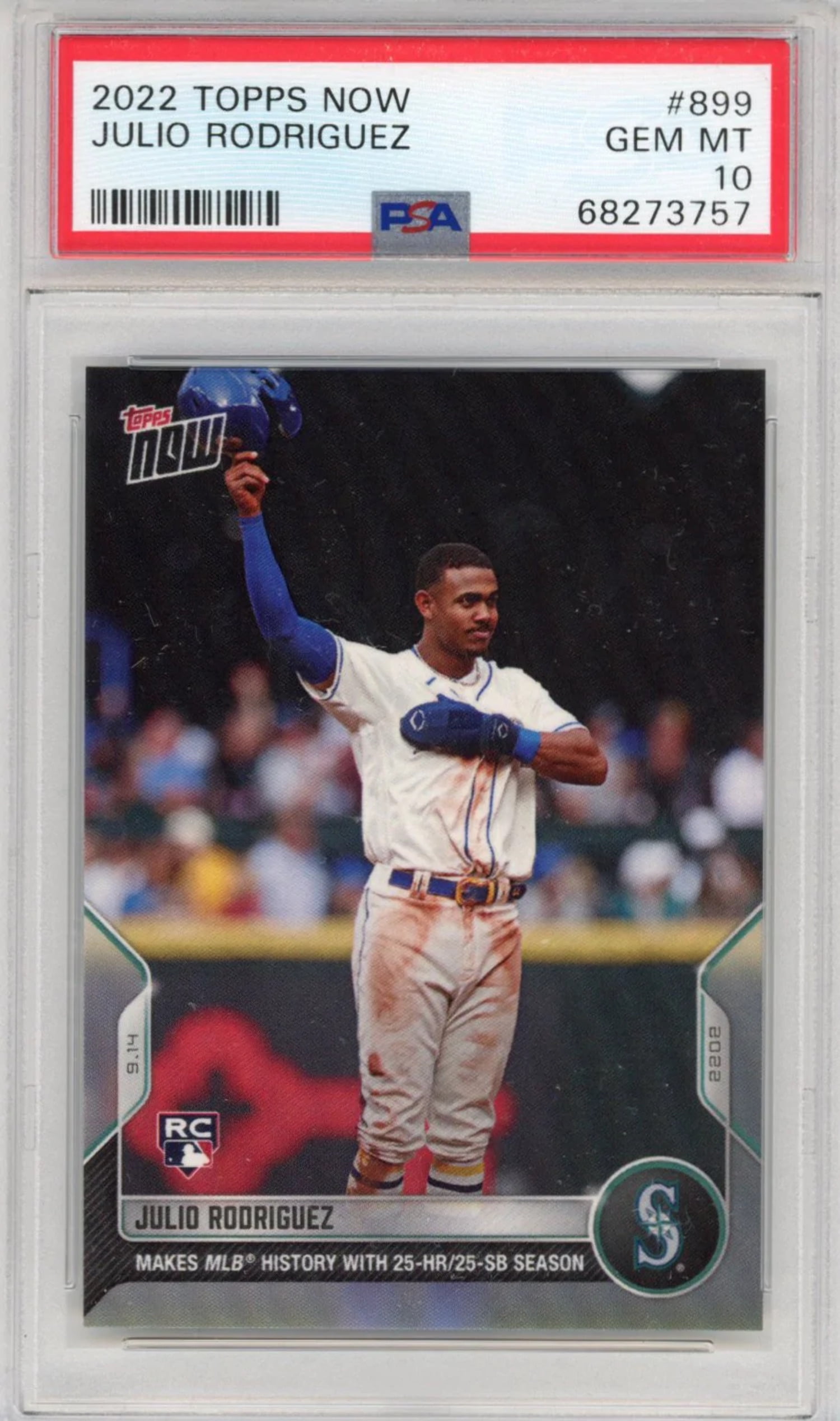 Graded 2022 Topps Now Julio Rodriguez #899 Rookie RC Baseball Card