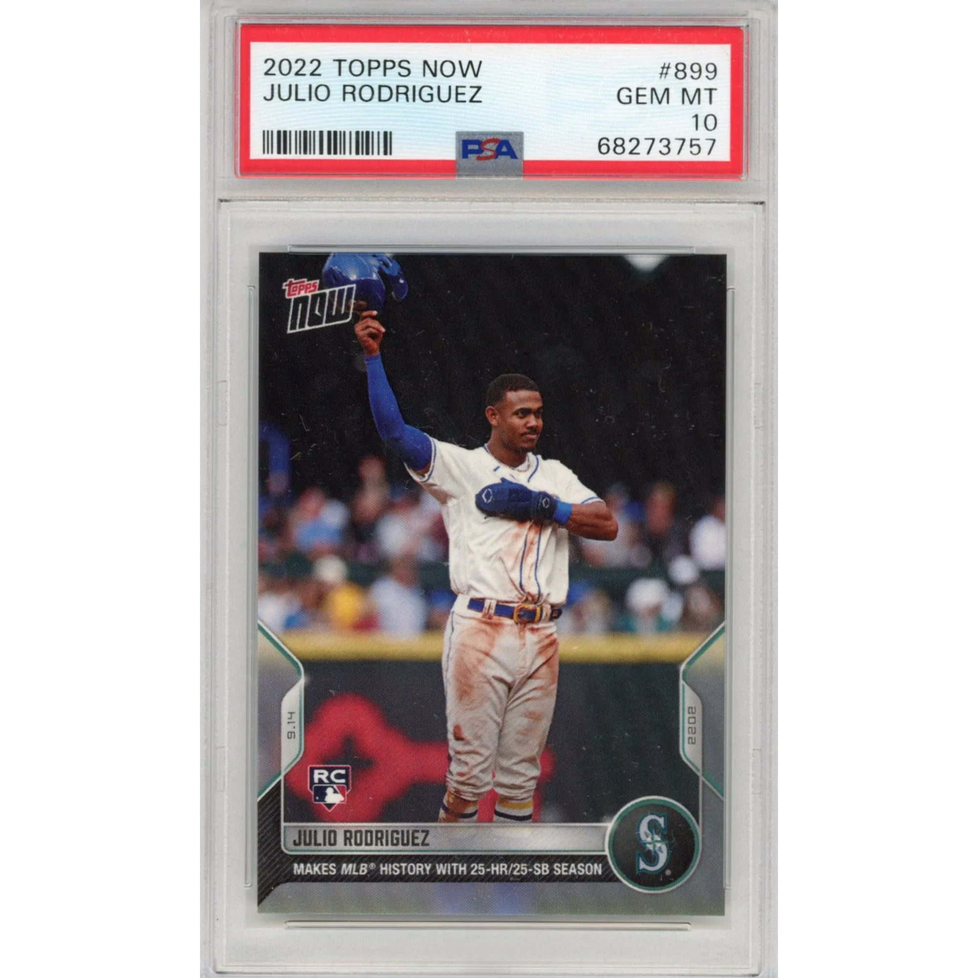 Graded 2022 Topps Now Julio Rodriguez #899 Rookie RC Baseball Card PSA 10  Gem Mint 