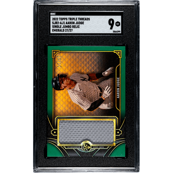 Graded 2022 Topps Triple Threads Aaron Judge #SJR2-AJ1 Single Jumbo Relic Emerald SGC 9