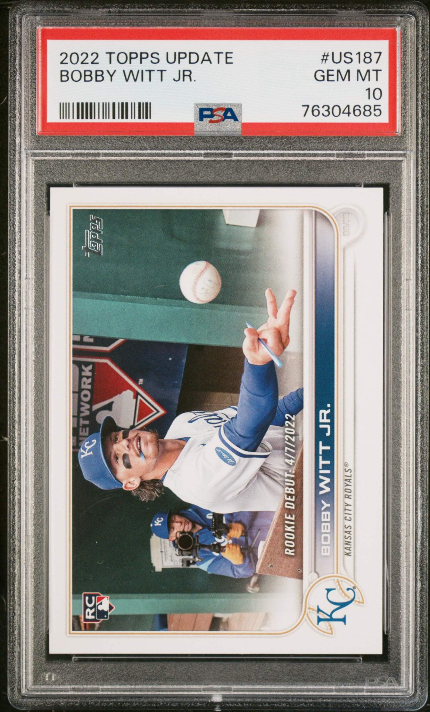 Graded 2022 Topps Update Bobby Witt Jr. #US187 Rookie RC Baseball 