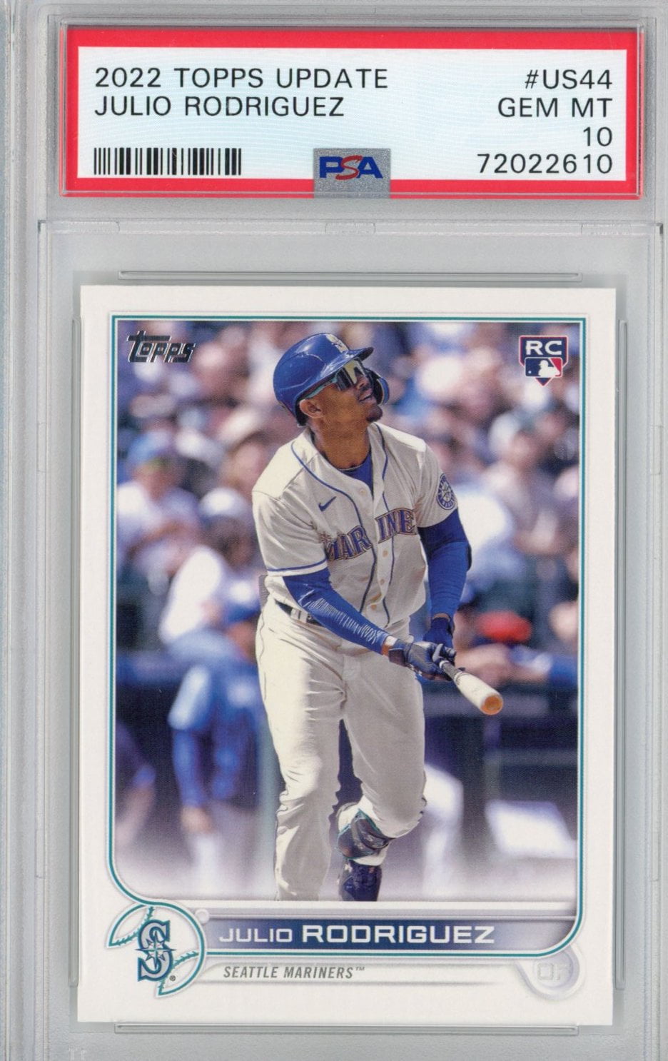 Graded 2022 Topps Update Julio Rodriguez #US44 Rookie RC Baseball 