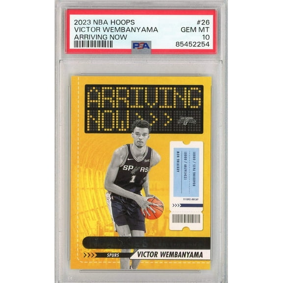 Graded 2023 NBA Hoops Victor Wembanyama #26 Arriving Now Rookie RC Basketball Card PSA 10 Gem Mint
