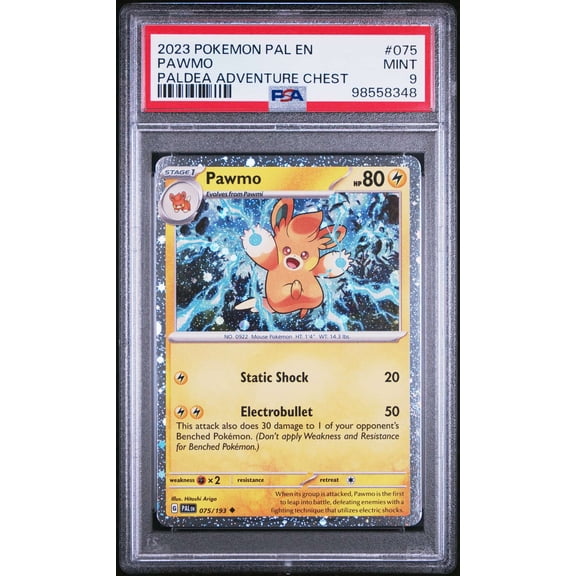 Graded 2023 PSA 9 Pokemon Paldea Evolved Pawmo Paldea Adventure Chest #075